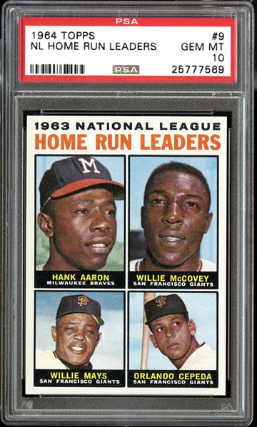 1964 Topps #9 NL Home Run Leaders PSA 10 GEM MINT