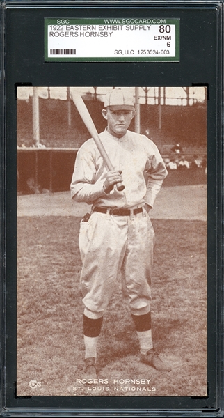 1922 Eastern Exhibit Supply Rogers Hornsby SGC 80 EX/NM 6