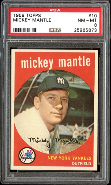 1959 Topps #10 Mickey Mantle PSA 8 NM/MT