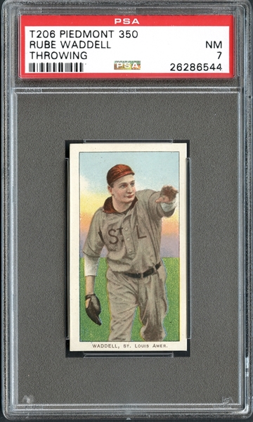 1909-11 T206 Piedmont 350 Rube Waddell Throwing PSA 7 NM
