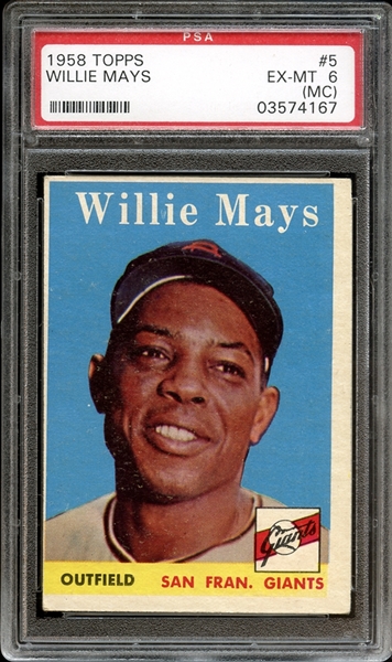 1958 Topps #5 Willie Mays PSA 6 EX/MT (MC)