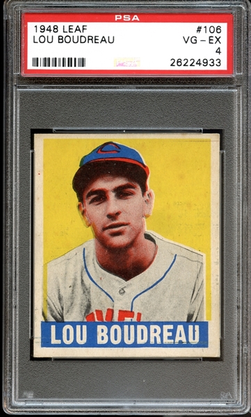 1948 Leaf #106 Lou Boudreau PSA 4 VG/EX