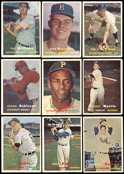 1957 Topps Baseball Group of (190) Loaded with Stars, Rookies and HOFers