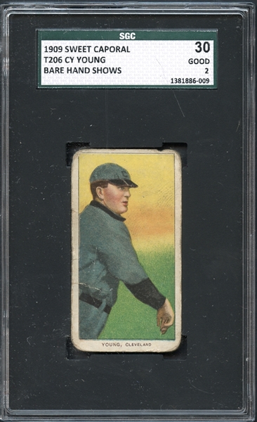 1909 T206 Cy Young Bare Hand Shows SGC 30 GOOD 2