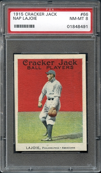1915 Cracker Jack #66 Nap Lajoie PSA 8 NM/MT