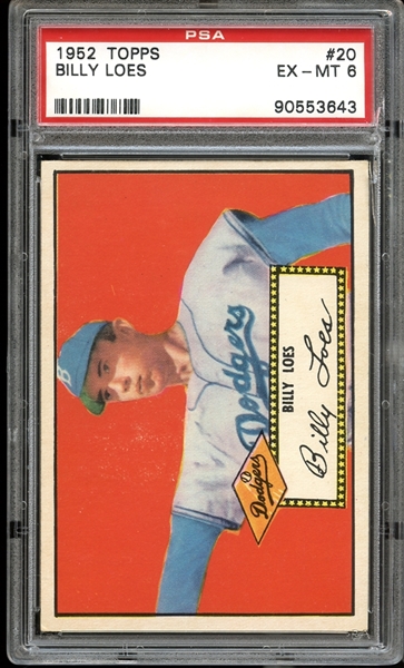 1952 Topps #20 Billy Loes PSA 6 EX/MT