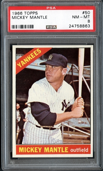 1966 Topps #50 Mickey Mantle PSA 8 NM/MT