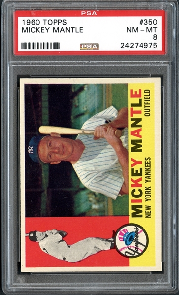 1960 Topps #350 Mickey Mantle PSA 8 NM/MT