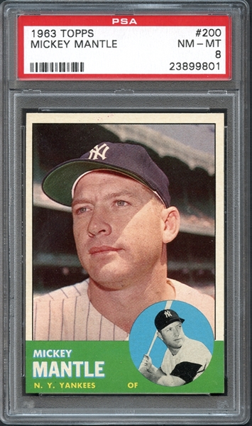 1963 Topps #200 Mickey Mantle PSA 8 NM/MT