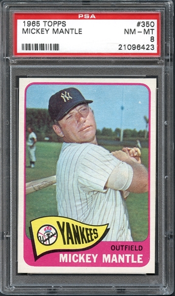 1965 Topps #350 Mickey Mantle PSA 8 NM/MT