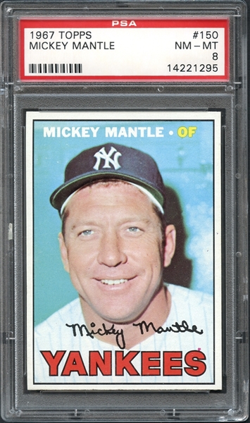 1967 Topps #150 Mickey Mantle PSA 8 NM/MT