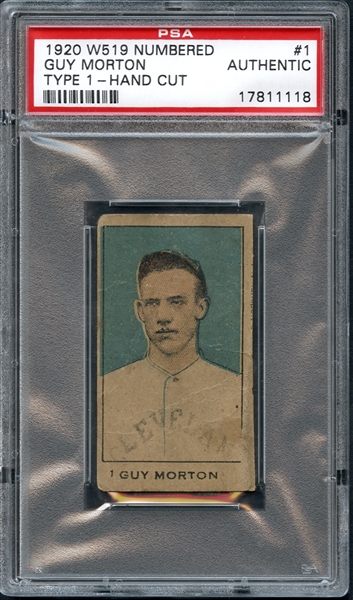 1920 W519-1 Numbered #1 Guy Morton PSA Authentic