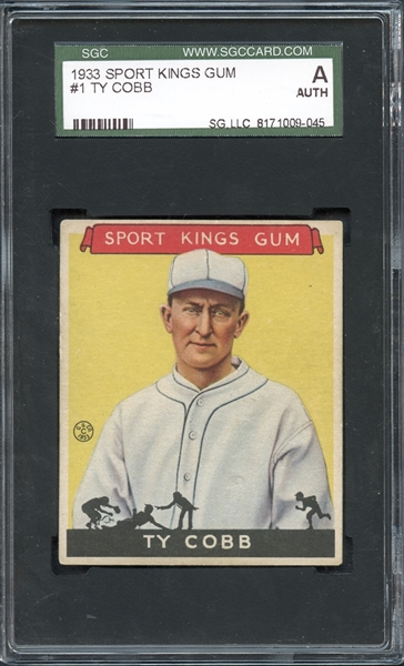 1933 Sport Kings Gum #1 Ty Cobb SGC Authentic