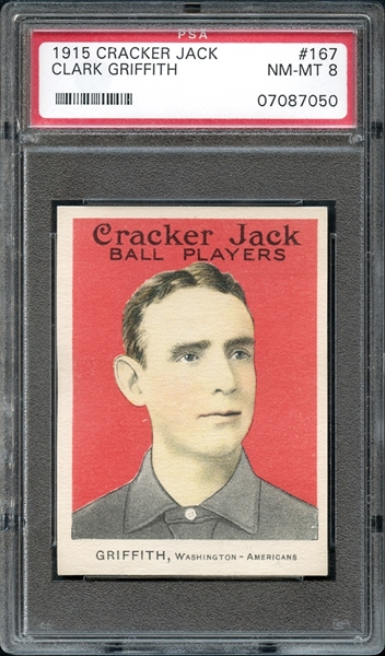 1915 Cracker Jack #167 Clark Griffith PSA 8 NM/MT