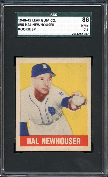 1948-49 Leaf #98 Hal Newhouser SGC 86 NM+ 7.5