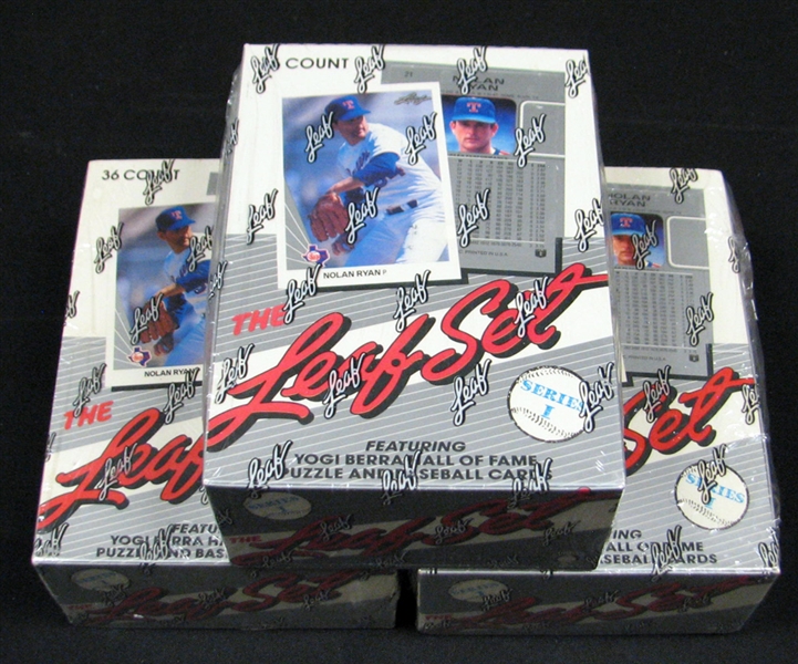 1990 Leaf Baseball Series 1 Full Unopened Wax Box Group of (3)