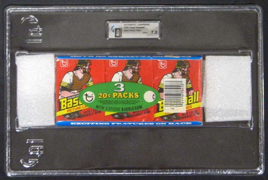 1978 Topps Baseball Unopened Wax Pack Tray GAI 7.5 NM+