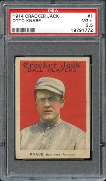 1914 Cracker Jack #1 Otto Knabe PSA 3.5 VG+