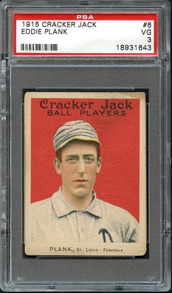 1914 Cracker Jack #6 Eddie Plank PSA 3 VG