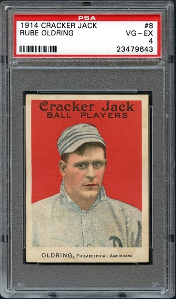 1914 Cracker Jack #8 Rube Oldring PSA 4 VG/EX