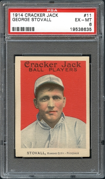 1914 Cracker Jack #11 George Stovall PSA 6 EX/MT