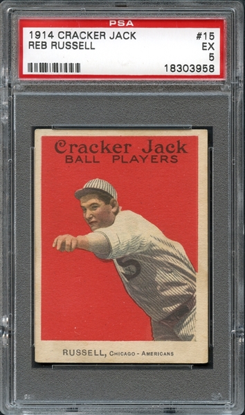 1914 Cracker Jack #15 Reb Russell PSA 5 EX