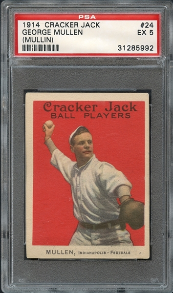 1914 Cracker Jack #24 George Mullen (Mullin) PSA 5 EX