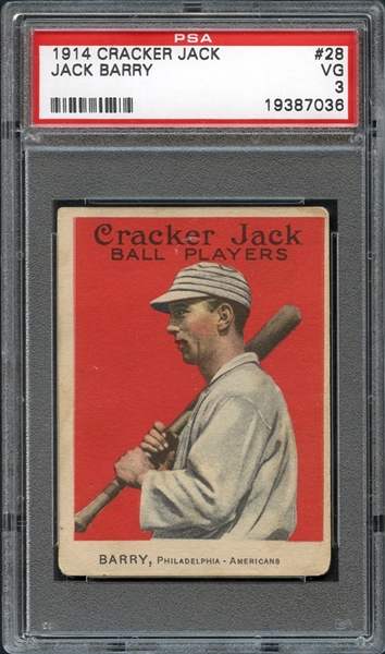 1914 Cracker Jack #28 Jack Barry PSA 3 VG