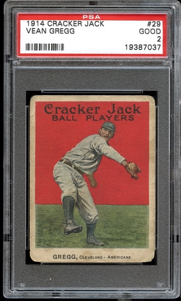 1914 Cracker Jack #29 Vean Gregg PSA 2 GOOD