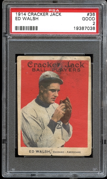 1914 Cracker Jack #36 Ed Walsh PSA 2 GOOD