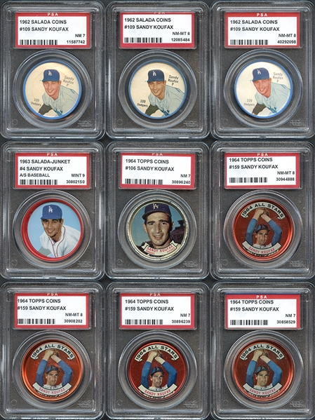 Extensive Sandy Koufax Group of (15) Topps and Salada Coins
