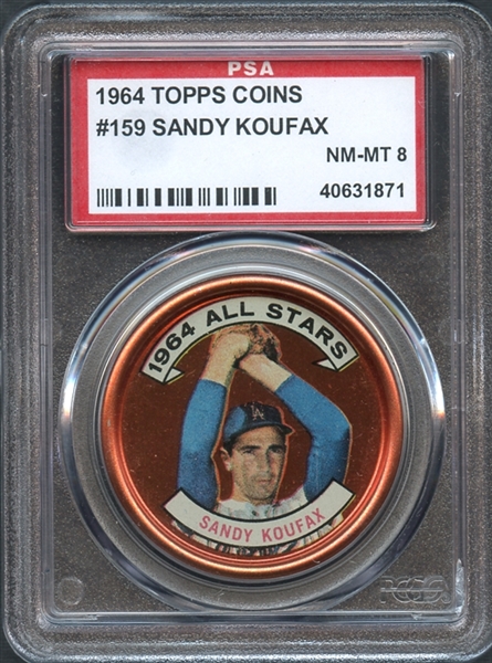 1964 Topps Coins #159 Sandy Koufax PSA 8 NM/MT