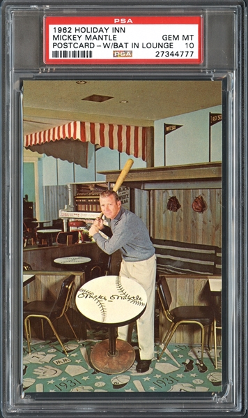 1962 Holiday Inn Mickey Mantle Postcard PSA 10 GEM MINT