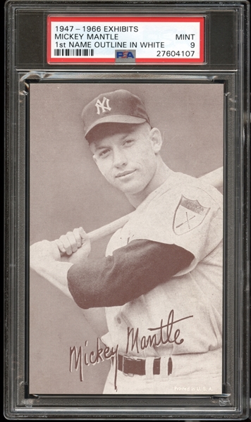 1947-66 Exhibits Mickey Mantle "First Name in White" PSA 9 MINT