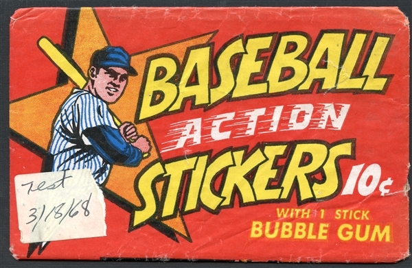 1968 Topps Action All Star Pack with Stickers Inside