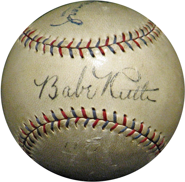 Exceptionally High-End Babe Ruth Single-Signed OAL (Barnard) Ball with 1927 Notation