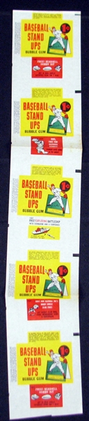 1964 Topps Stand Ups 1-Cent Uncut Wrapper Strip