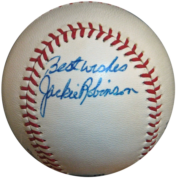 Spectacular Jackie Robinson Single-Signed Baseball JSA, SGC MINT 9, PSA/DNA MINT 9