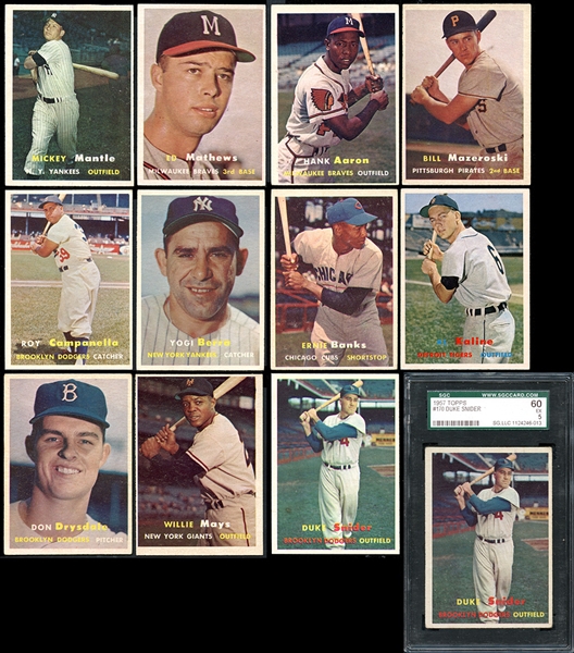 1957 Topps Group of (145) Different Cards Plus Extras Loaded with Stars & Rookie Cards