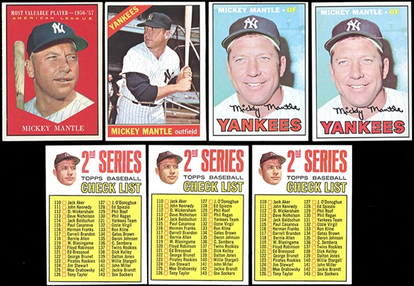 1960s Topps Mickey Mantle Group of (7) Cards