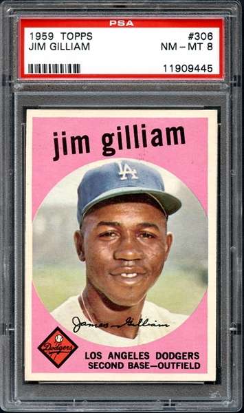 1959 Topps #306 Jim Gilliam PSA 8 NM/MT