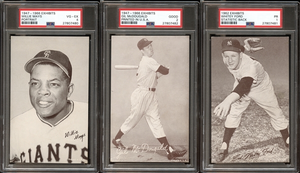 1947-66 Exhibits Star and HOF Group of (3) All PSA Graded
