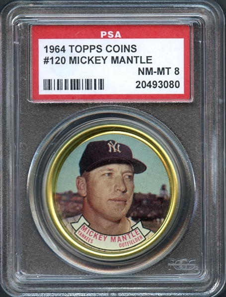 1964 Topps Coins #120 Mickey Mantle PSA 8 NM/MT