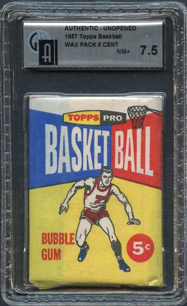 1957 Topps Basketball Wax Pack 5 Cent GAI 7.5 NM+