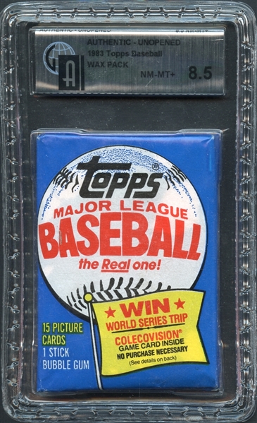 1983 Topps Baseball Unopened Wax Pack GAI 8.5 NM/MT+