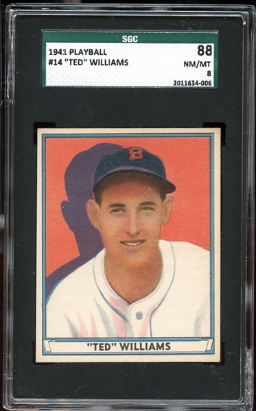 1941 Play Ball #14 Ted Williams SGC 88 NM/MT 8