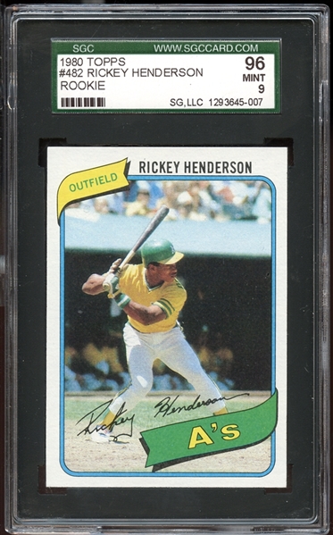 1980 Topps #482 Rickey Henderson SGC 96 MINT 9