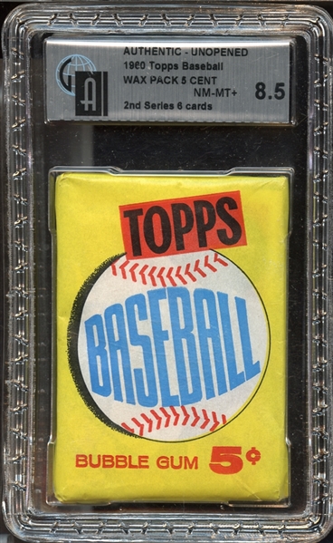 1960 Topps Baseball Wax Pack 5 Cent GAI 8.5 NM/MT+