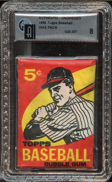 1959 Topps Baseball Wax Pack GAI 8 NM/MT