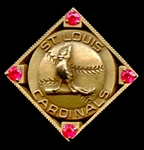 Jim Bottomleys St. Louis Cardinals 10K Gold Lapel Pin with Four Rubies